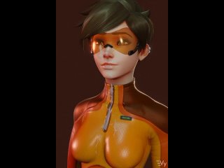 tracer (lena oxton) - orgasm; cumshot; 3d sex porno hentai; (by @vulpeculy) [overwatch]